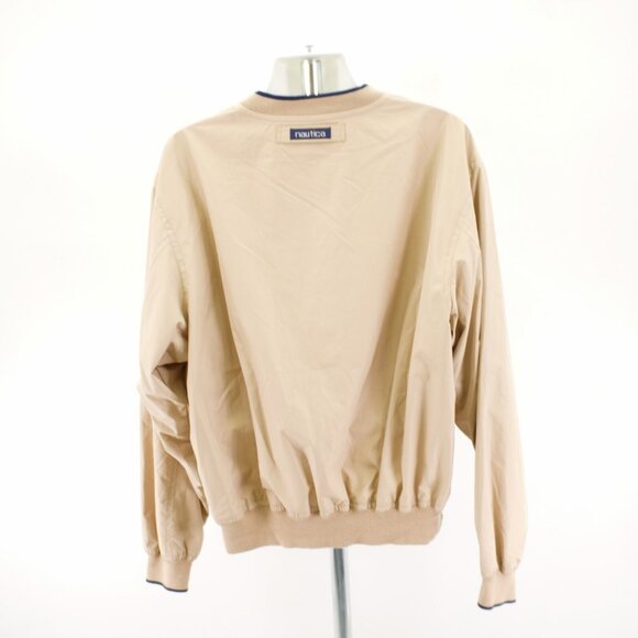 Nautica 2XL Tan Crew Neck Pullover Windbreaker Jacket Fitted Waist Mesh Lined - Picture 9 of 12